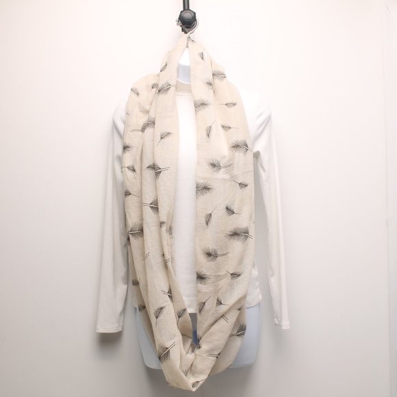 Tickled Pink Accessories - - Tan And Brown Feather Lightweight Infinity Scarf Tickled Pink